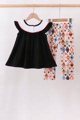 Black Pumpkin Ghost Embroidery Pants Set