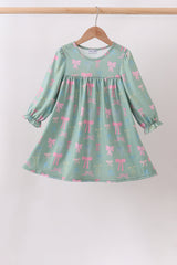 Sage Bow Ruffle Dress