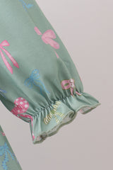 Sage Bow Ruffle Dress