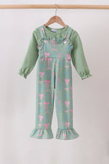Sage Bow Ruffle Jumpsuit Set