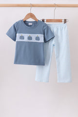 Blue Pumpkin Smocked Gingham Pants Set