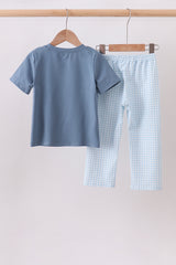 Blue Pumpkin Smocked Gingham Pants Set