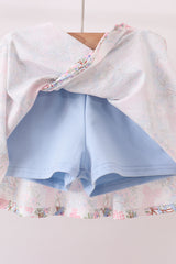 Blue Bow Lace Skorts Set