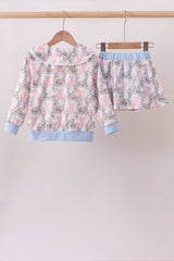 Blue Bow Lace Skorts Set