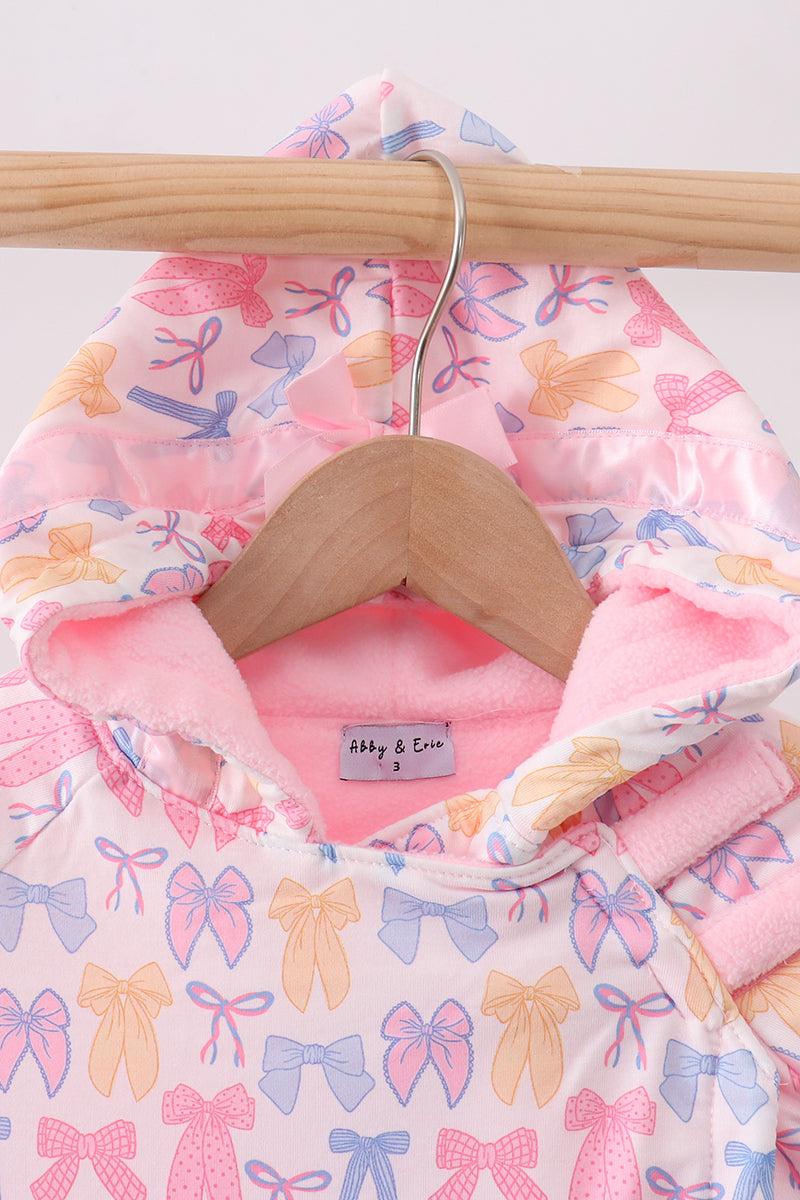 Pink Bow Fleece Hoodie Jacket