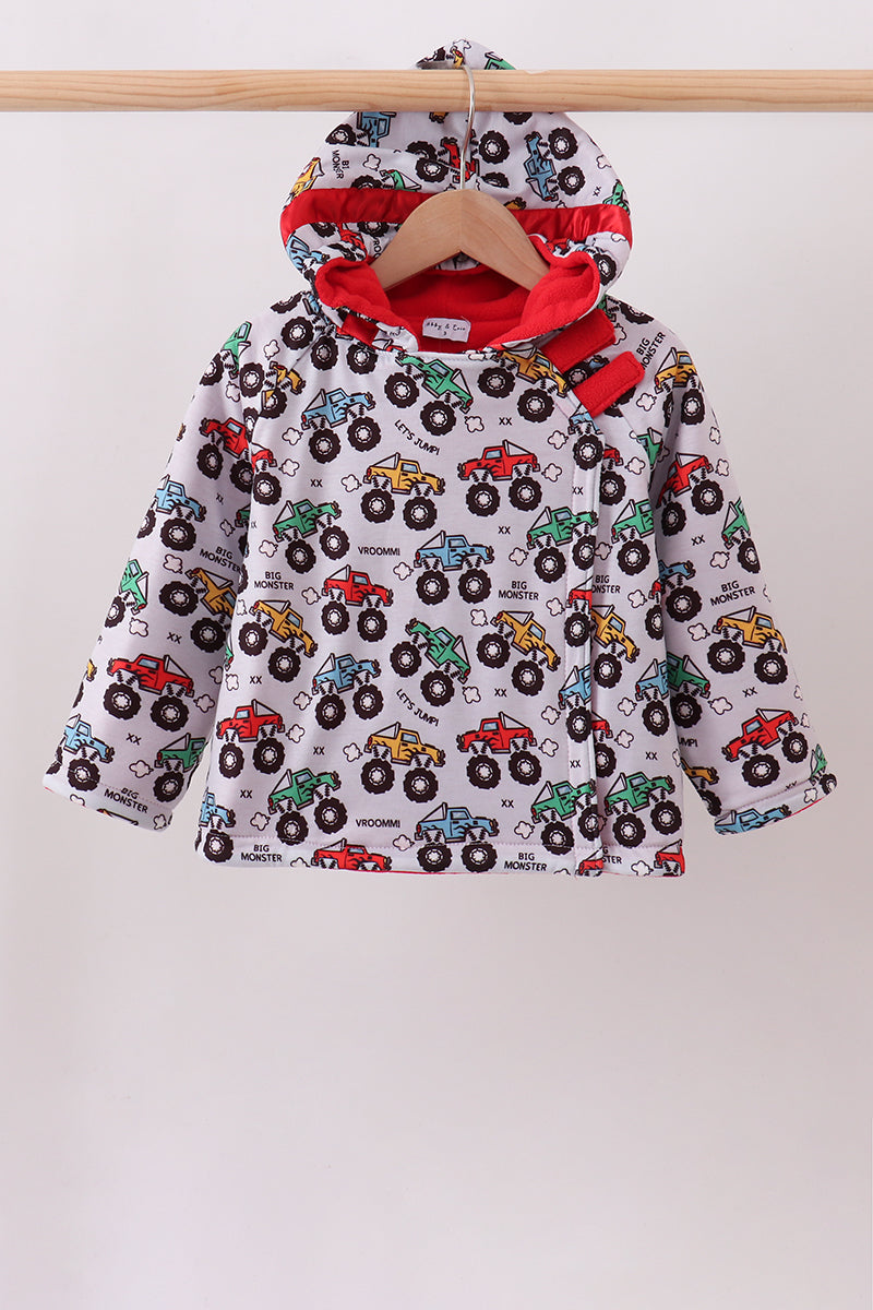 Monster truck fleece hoodie jacket
