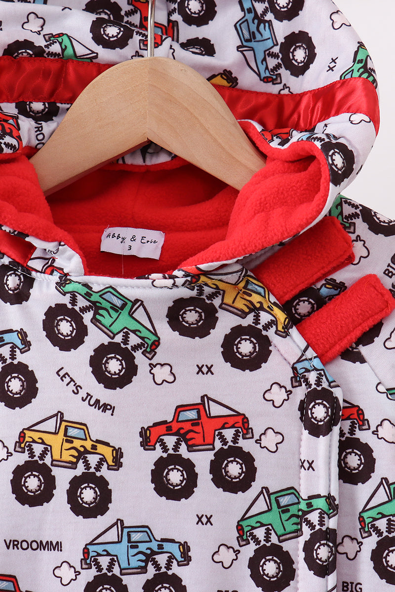 Monster truck fleece hoodie jacket