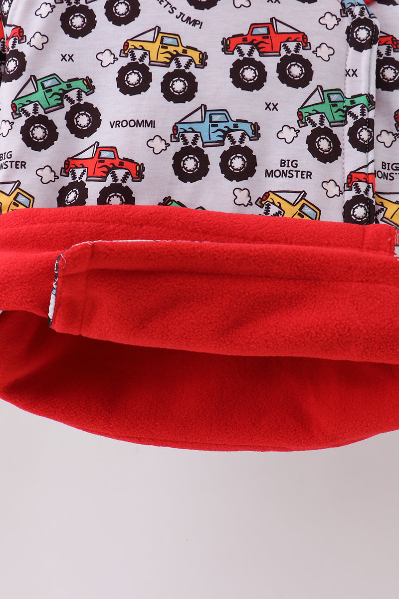 Monster truck fleece hoodie jacket