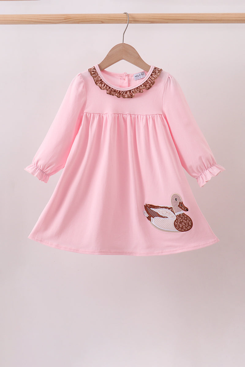 Pink Mallard Applique Ruffle Dress