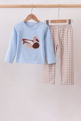Blue Mallard Applique Pants Set