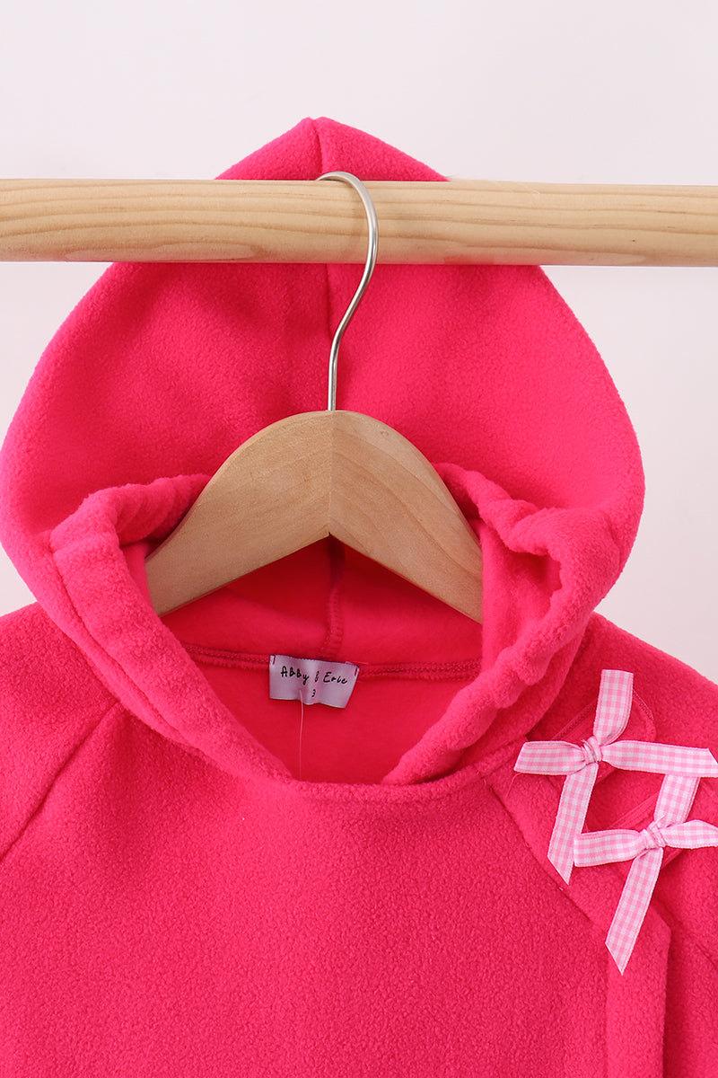 Magenta Fleece Bow Coat