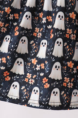 Orange Ghost Embroidery Ruffle Dress