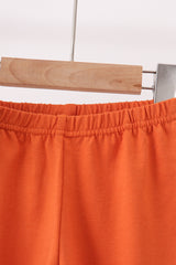 Orange Ghost Embroidery Ruffle Pants Set