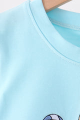 Blue ghost baseball embroidery top