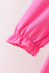 Pink shine for jesus embroidery pocket ruffle dress