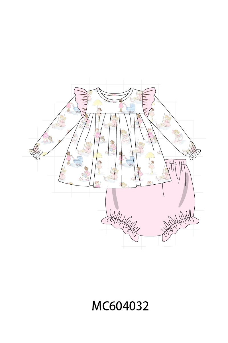 Pink all day adventure ruffle bloomer set