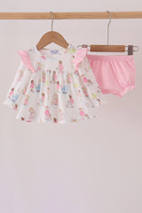 Pink all day adventure ruffle bloomer set