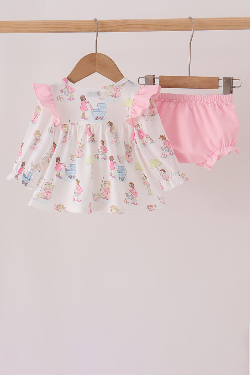 Pink all day adventure ruffle bloomer set