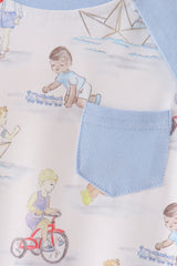 Blue all day adventure pocket romper