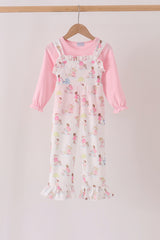 Pink all day adventure ruffle jumpsuit set
