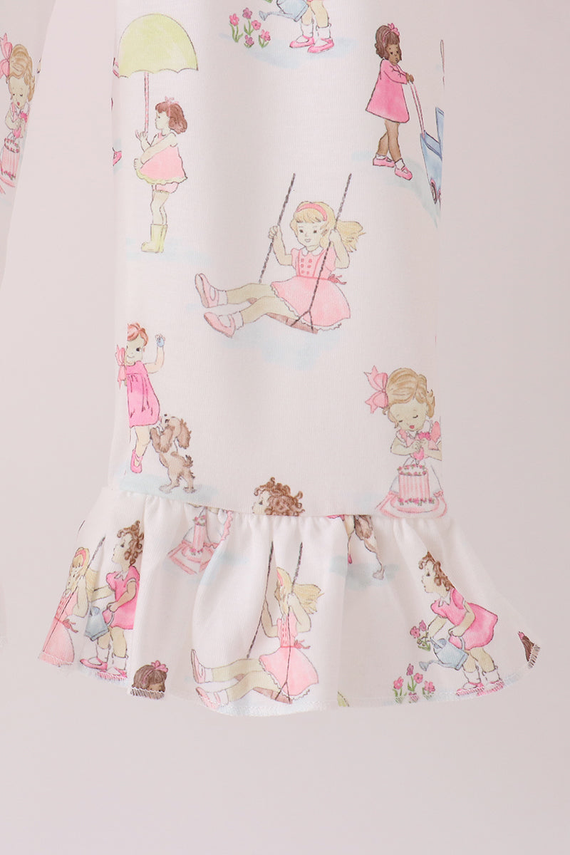 Pink all day adventure ruffle jumpsuit set