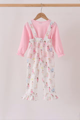 Pink all day adventure ruffle jumpsuit set