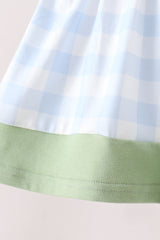 Blue Pumpkin Embroidery Gingham Bloomer set