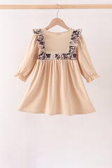 Camouflage duck embroidery ruffle dress