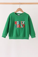 Green Holly Jolly French Knot Top