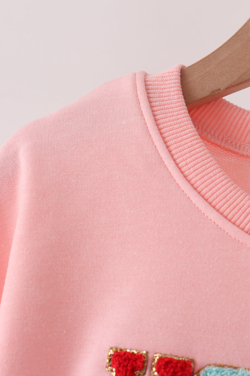 Pink Holly Jolly French Knot Mom&me Top