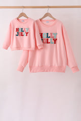 Pink Holly Jolly French Knot Mom&me Top