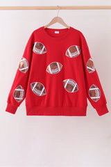 Red football sequin mom&me top