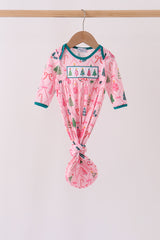 Pink Christmas Tree Embroidery Gown