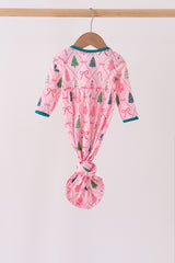 Pink Christmas Tree Embroidery Gown