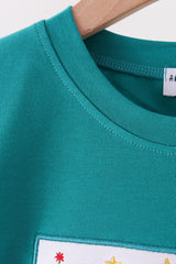 Green Christmas Tree Embroidery Top