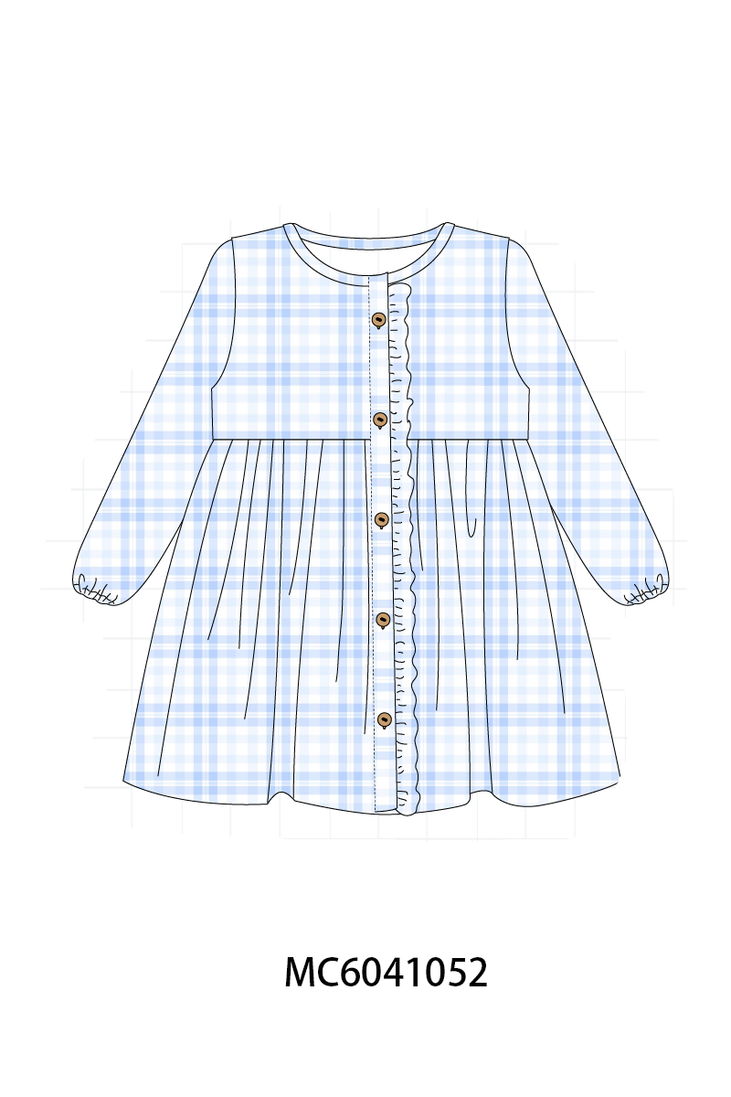 Blue Plaid Ruffle Dress