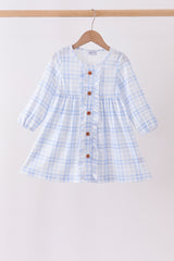 Blue Plaid Ruffle Dress