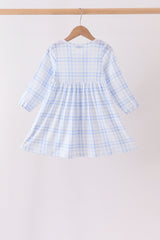 Blue Plaid Ruffle Dress