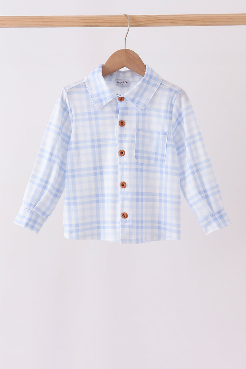 Blue Plaid Button Down Shirt
