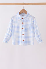 Blue Plaid Button Down Shirt