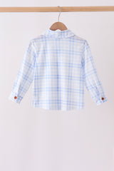 Blue Plaid Button Down Shirt