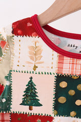Maroon Checkered Tree Pajama Set
