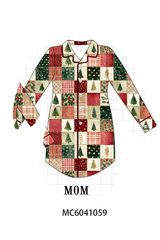 Maroon Checkered Tree Mom Gown