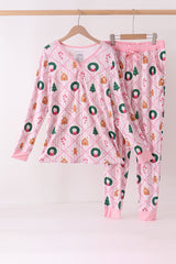 Pink Christmas Tree Bamboo Mom&me Pajama Set