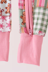 Pink Gingerbread Checkered Bamboo Romper