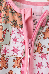 Pink Gingerbread Checkered Bamboo Romper