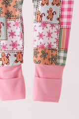 Pink Gingerbread Checkered Bamboo Romper