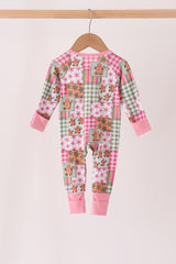 Pink Gingerbread Checkered Bamboo Romper