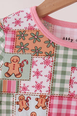Pink Gingerbread Checkered Bamboo Pajama Set