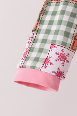 Pink Gingerbread Checkered Bamboo Pajama Set